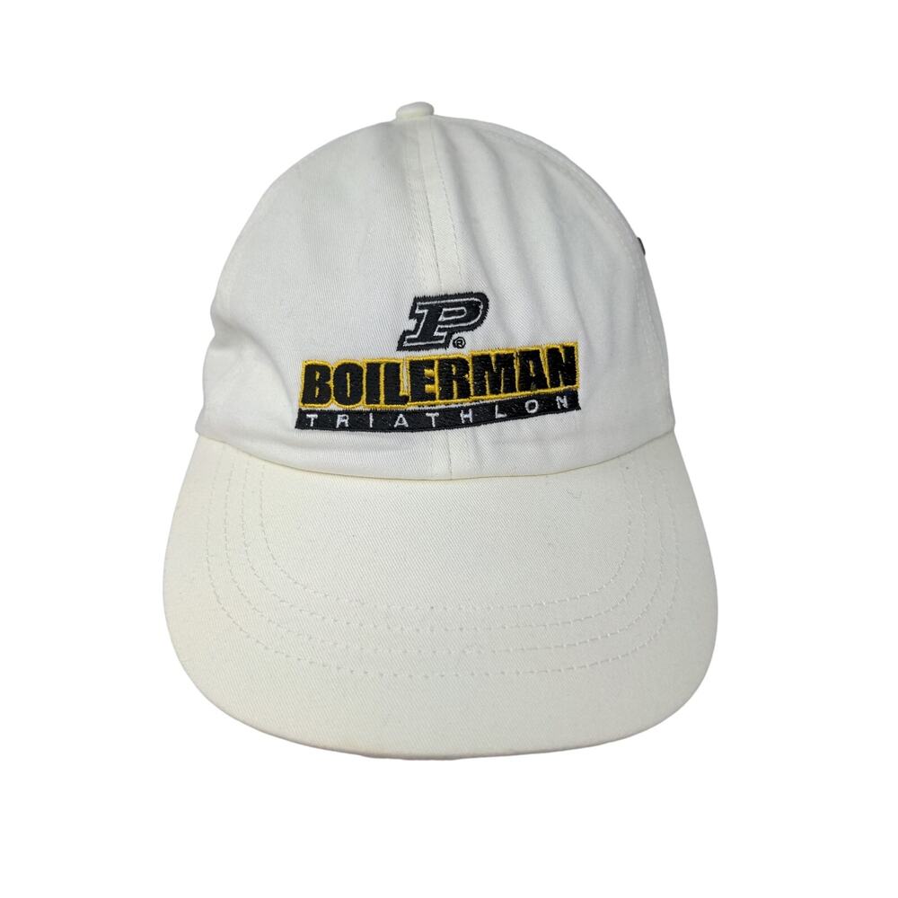 Purdue Boilerman Triathlon Slideback Hat White Cream Embroidered Logo